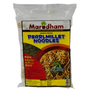 Package of Marudham Pearl Millet Noodles with yellow and red labels.